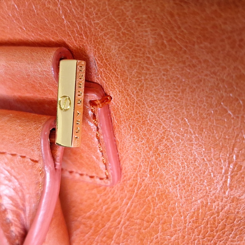 Tory Burch Orange Structured Leather Tote - Picture 12 of 12